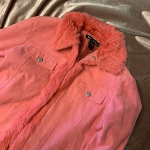 Pink faux fur jacket